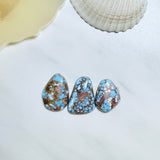 Large Sky Blue Freeform Golden Hills Turquoise, Set of 3 Background