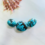 Medium Ocean Blue Oval Yungai Beads, Set of 3 Background