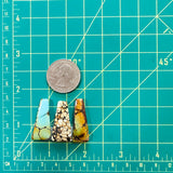 Large Mixed Trapezoid Mixed Turquoise, Set of 3 Dimensions