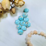Medium Sky Blue Hexagon Sand Hill Turquoise, Set of 10 Background