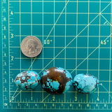Medium Ocean Blue Oval Yungai Beads, Set of 3 Dimensions