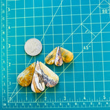 Large Royal Orange Teardrop Golden Birch Turquoise, Set of 6 Dimensions