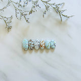 Medium Faint Blue Oval Sand Hill Turquoise, Set of 6 Background