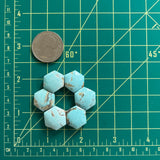 Medium Sky Blue Hexagon Sand Hill Turquoise, Set of 6 Dimensions