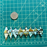 Medium Mixed Triangle Mixed Turquoise, Set of 16 Dimensions