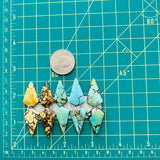 Large Mixed Shield Mixed Turquoise, Set of 10 Dimensions