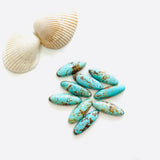 7mm x 19mm Surfboard Carico Lake Turquoise Cabochons, Set of 2