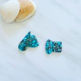 Large Ocean Blue Mixed Wild Horse Turquoise, Set of 4 Background