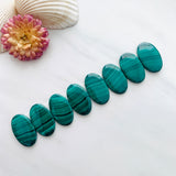 Medium Deep Green Oval Malachite Copper Mineral, Set of 8 Background