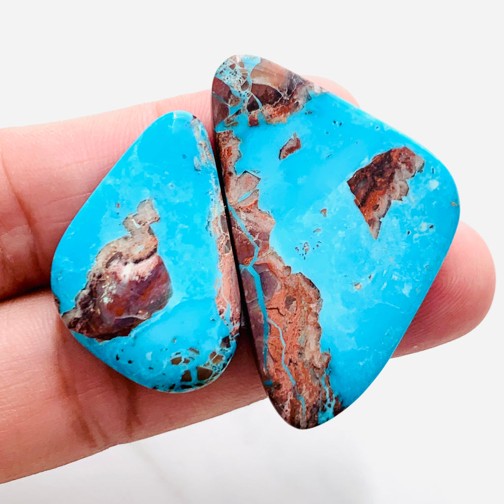 Large Sky Blue Triangle Bisbee Turquoise, Set of 2