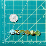 Small Mixed Round Mixed Turquoise, Set of 6 Dimensions
