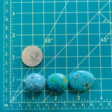 Large Ocean Blue Oval Yungai Beads, Set of 3 Dimensions