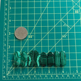 Large Deep Green Mixed Malachite Copper Mineral, Set of 6 Dimensions