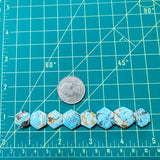 Medium Sky Blue Hexagon Yungai Turquoise, Set of 8 Dimensions