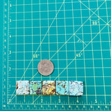 Large Mixed Square Mixed Turquoise, Set of 5 Dimensions