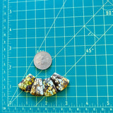 Medium Royal Orange Freeform Mixed Turquoise, Set of 4 Dimensions