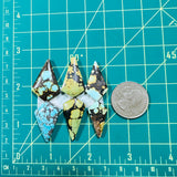 Medium Mixed Shield Mixed Turquoise, Set of 6 Dimensions