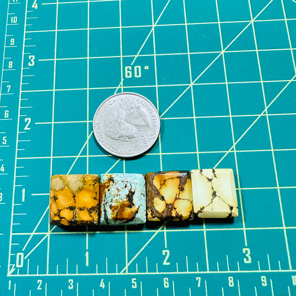 Medium Mixed Square Treasure Mountain Turquoise, Set of 4