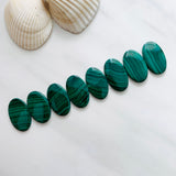 Medium Deep Green Oval Malachite Copper Mineral, Set of 8 Background