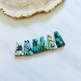 Medium Mixed Trapezoid Mixed Turquoise, Set of 6 Background