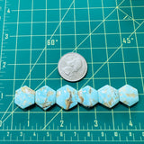 Medium Sky Blue Hexagon Sand Hill Turquoise, Set of 6 Dimensions