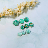 Small Mint Green Hexagon Broken Arrow Variscite, Set of 9 Background