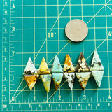 Medium Mixed Triangle Mixed Turquoise, Set of 12 Dimensions