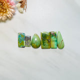 Large Lime Green Mixed Crescent Lake Variscite, Set of 6 Background
