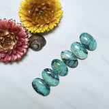 Large Ocean Blue Oval Crescent Lake Variscite, Set of 6 Background