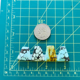 Medium Mixed Trapezoid Mixed Turquoise, Set of 4 Dimensions