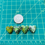 Medium Sea Green Heart Yungai Turquoise, Set of 4 Dimensions