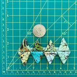 Large Mixed Triangle Mixed Turquoise, Set of 8 Dimensions