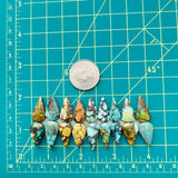 Medium Mixed Teardrop Mixed Turquoise, Set of 18 Dimensions