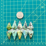 Large Mixed Shield Mixed Turquoise, Set of 10 Dimensions