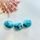 Large Ocean Blue Oval Yungai Beads, Set of 3 Background