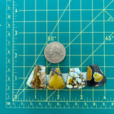 Large Royal Orange Trapezoid Mixed Turquoise, Set of 4 Dimensions
