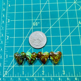 Medium Sea Green Heart Yungai Turquoise, Set of 4 Dimensions