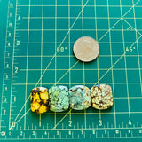 Medium Mixed Barrel Mixed Turquoise, Set of 4 Dimensions