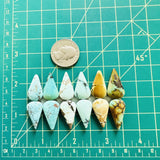 Medium Mixed Teardrop Mixed Turquoise, Set of 12 Dimensions