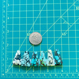 Medium Mixed Trapezoid Mixed Turquoise, Set of 6 Dimensions