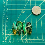 Large Deep Green Mixed Crescent Lake Variscite, Set of 4 Dimensions