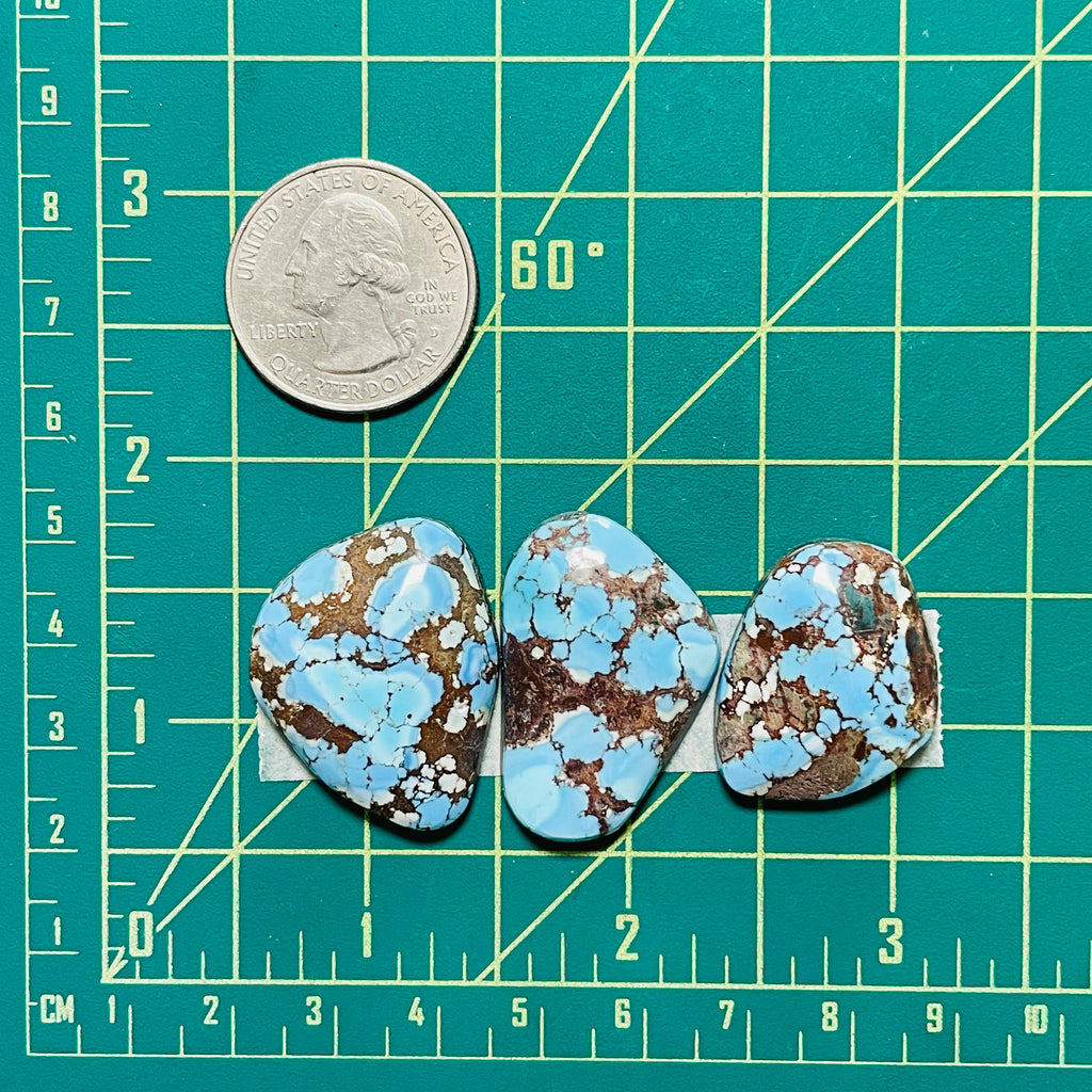 Large Ocean Blue Freeform Golden Hill Turquoise, Set of 3