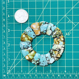 Large Mixed Petal Mixed Turquoise, Set of 15 Dimensions