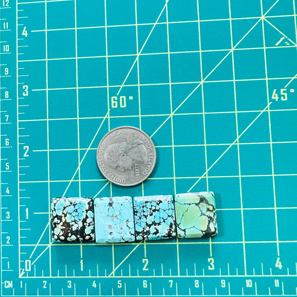 Medium Mixed Square Mixed Turquoise, Set of 4 Dimensions