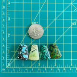 Medium Mixed Freeform Mixed Turquoise, Set of 4 Dimensions