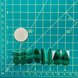 Large Deep Green Mixed Malachite Copper Mineral, Set of 8 Dimensions