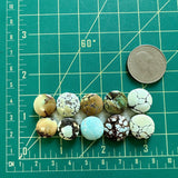 Small Mixed Round Mixed Turquoise, Set of 10 Dimensions