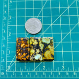 Large Royal Orange Bar Mixed Turquoise, Set of 3 Dimensions