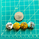 Medium Mixed Round Mixed Turquoise, Set of 4 Dimensions