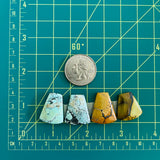 Medium Mixed Freeform Mixed Turquoise, Set of 4 Dimensions